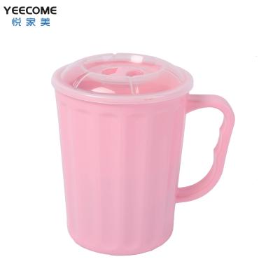 China Ope PP Lid Coffee Cup Water Cup Microwave Disposable Rotating Plastic Cup Drinks Soup Cup Yeecome Private Label With Cover And Spoon for sale