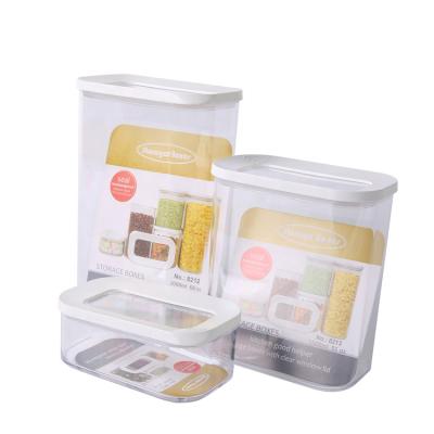 China Freshness Keeping Cereal Food Storage Container Airtight Plastic Kitchen Storage Box 3 Pcs Set With Lid for sale