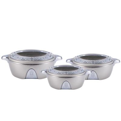 China Forever Sustainable Gold Stainless Steel Food Keep Fresh Casserole 3 Pcs Set Cookware Sets 1.5L 2.5L 4L Kitchen Casserole Keep Warm for sale