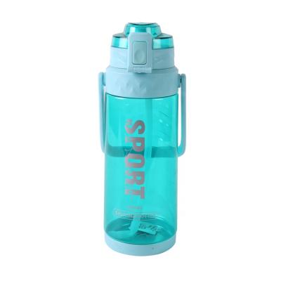 China Sustainable Personalized Straw Water Bottle 1.5L 2L 2.5L Sports Drinking Plastic Water Bottle With Handle for sale