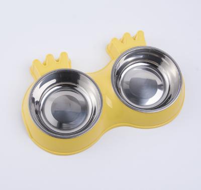 China New Sustainable Creative Crown Bowl Candy Colored Stainless Steel Dog Bowl Cat Bowl for sale