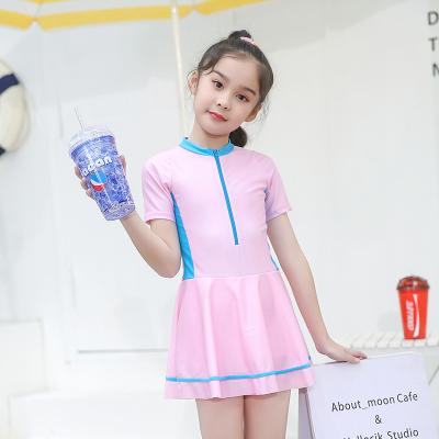 China Removable Padded Sun Protection Long Sleeve Bathing Suit Thin One Piece Swimwear Suit Warm Sports Suit Swimwear Kids Girl for sale