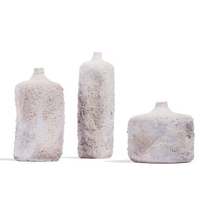 China Wabisabi minimalist handmade decoration rough ceramic vase for flower for sale