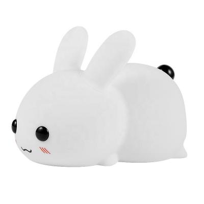 China Sensor Control USB Cool & Warm Colorful Sleeping Rabbit Silicone Smart Rechargeable Dimming Light For Gift LED Light for sale