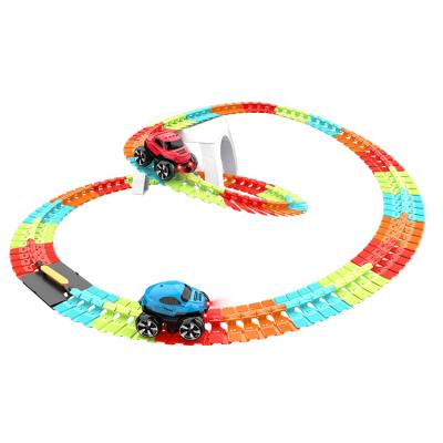 China Slot Toy 144 Pcs DIY Assembled Electric Car Flexible Track Zero Gravity Race Car BO Track Roller Coaster Flexible Toy for sale