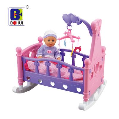 China PP Rock Bed Preschool Baby Toys Rocking Chair Pretend Play Shaker Doll Crib for sale