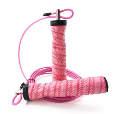 China Handle material: PP+PU; Rope material: PVC+steel wire headband jump rope, weighted speed jump rope, adjustable steel wire skipping ropes for sale