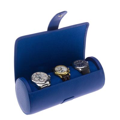 China Black Leather Watch Box Roll Low Moq 3 Slot PU Travel Watch Organizer Cases Watch Box Roll Box For Watch for sale