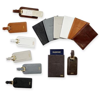 China Vintage Luxury Custom Genuine Leather PU Passport Cover Luggage Tag Travel Gift Set RFID Passport Holder for sale