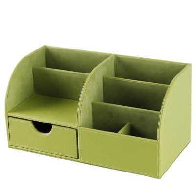 China Wholesale Creative Leather Office Stationery Storage Desk Drawer Pen Drawer PU Organizer Desk Organizer for sale