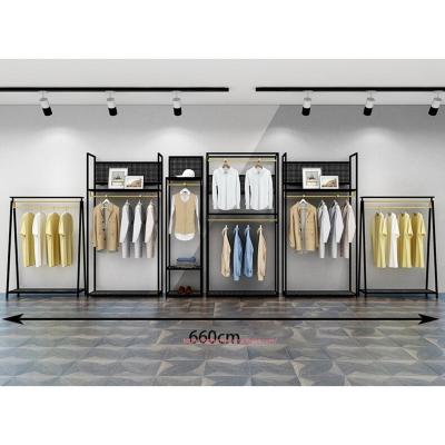 China Boutique Non-slip Equipment Rack Hanger Rack Wall Mounted Display Stands For Men's Clothing Man Clothes Store Modern Interior Design for sale