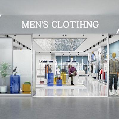 China One-stop design retail men's clothing store display wall clothing store furniture wooden display design for sale