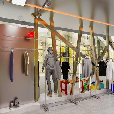 China New Style One-Stop Design Clothing Store Women's Acrylic Stainless Steel Clothing Display Stand With Led Light for sale