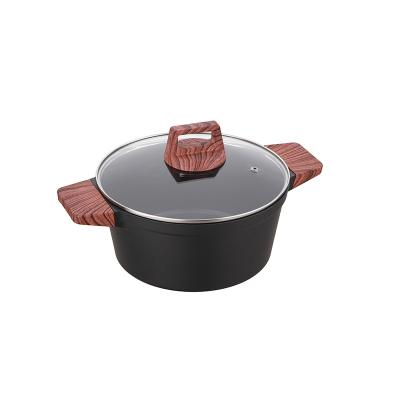 China Hot Selling Sustainable Non Stick Aluminum Die Casting Casserole Liner Pot With Glass Lid for sale