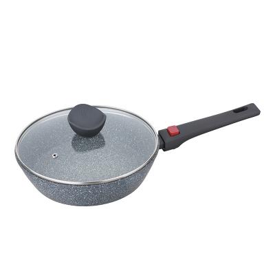 China Tmai Sustainable Hot Sale 24cm28cm Forged Nonstick Aluminum Deep Fryer Pan With Detachable Handle for sale