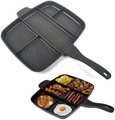 China Viable High Quality 5 In 1 Die Cast Aluminum Non Stick Breakfast Egg Mult-fuctional Grill Pan for sale