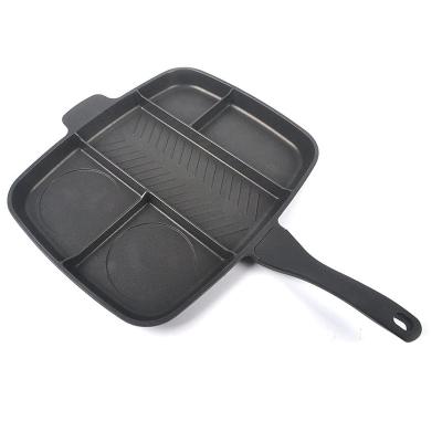 China High Quality Viable 5 In 1 Die Cast Aluminum Non Stick Breakfast Egg Mult-fuctional Grill Pan for sale