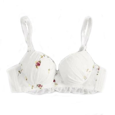 China Antibacterial Hot Sale Embroidery Floral White Underwear Bras Women for sale