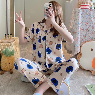 China Wholesale Breathable Summer Two Piece Pajamas Set Adult Girls Sleepwear Pajamas for sale