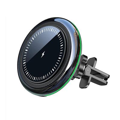 China Fast Magnetic Qi Wireless Car Charger Mobile Phone 15W Car Charger Mount Car Air Vent Phone Holder for iPhone 12 13 14 for sale