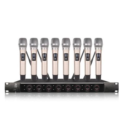 China Professional Handheld 8 Channel X-8600 UHF Karaoke Audio Wireless Microphone EPXCM/Pro Headset Microphone For Live Singing for sale