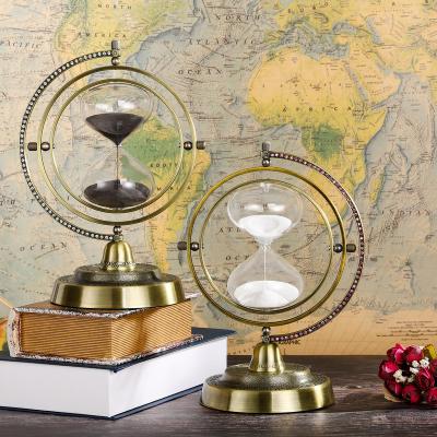 China Contemporary Hot Sale Time Magic Hourglass Decoration Ornaments Creative Glass Hour Meter Metal Decor Home Gift for sale