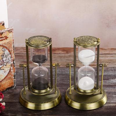 China Contemporary Hot Sale Time Magic Hourglass Decoration Ornaments Creative Glass Hour Meter Metal Decor Home Gift for sale