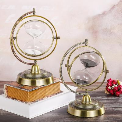 China New Arrival Contemporary Retro Sand Timer Metal Hourglass Sand Clock For Modern Home Decor Count Down With 30 Minute for sale