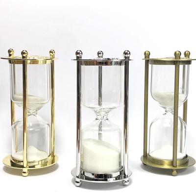 China Contemporary Christmas Decor Custom Hour Sand Timer 3 Minute Glass Arena Gold Brass Hourglass Table Clock for sale