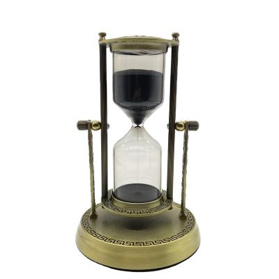 China Antique Metal Contemporary Rotating Globe Large Metal Sand Timer Clock Hourglass Timer Gifts for Office for sale