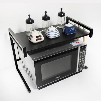 China Viable Modern Black Microwave Oven Rack Kitchen Storage Rack for sale