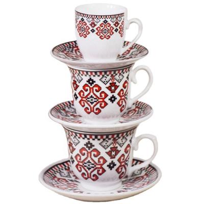 China Sustainable Elegant Classic Cafe 24 Pcs Porcelain Coffee Tea Cup And Saucer Set for sale