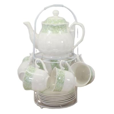 China Viable Vintage Chinese Style Green Color Cheap Afternoon Tea Set With Teapot And Cup Set for sale