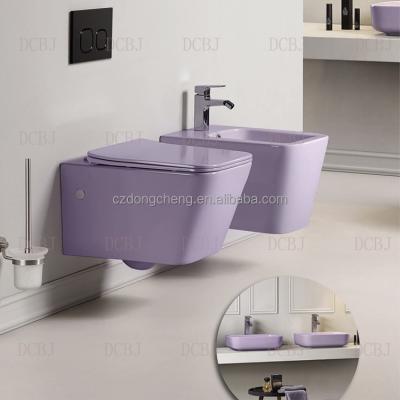 China DCBJ B2364 FH067 Slow Flush CE Tank DCBJ B2364 FH067 Dual Wall Hung UF Cover Hidden Bidet Toilet Bowl Dual for sale