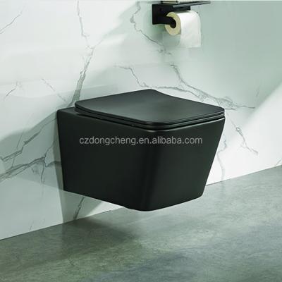 China DCBJ B2364 Wholesale Rimless Wall Mounted Seat Hidden Matte Black Toilet Cistern Bathroom for sale