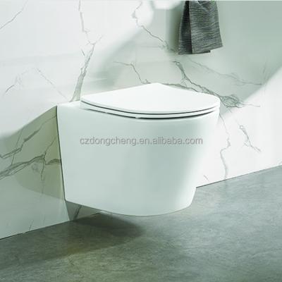 China Wholesale CE Cistern DCBJ B2376 Concealed Slow Flush Double Lid Wall Hung Toilet for sale