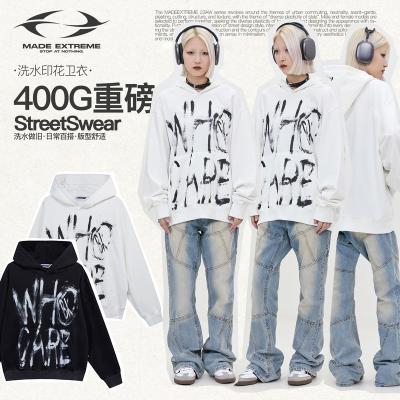 China Anti-wrinkle BLACKAIR American street fashion brand men's old hand-painted lettering slogan printed hoodie men and women for sale