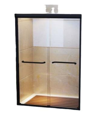 China Modern Brass Black Frame Pivot Door Four Fixed Rectangle Two Shape Open Shower Enclosure for sale