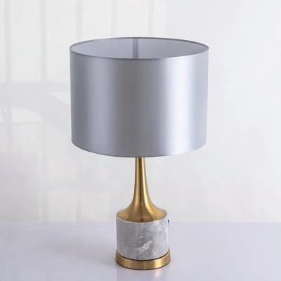 China Modern Nordic Minimalist Nordic Postmodern Creative Metal Designer Cloth Cover Study Bedside Table Gray Marble Lamp for sale