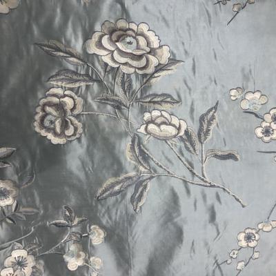 China Breathable similar like silk, beautiful flower embroidery fabrics for upholstery and soft deco home for sale