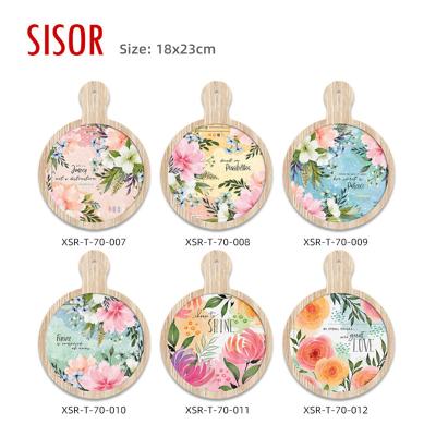 China Sustainable Wholesale Flower Design Ceramic Trivet Custom Sublimation Tile Trivet With Cork Kitchen Tableware Ceramic Heat Insulation pad for sale