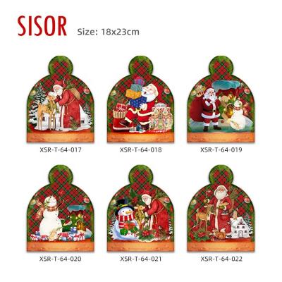 China Sustainable 18x24cm Christmas Series Ceramic Trivet Custom Santa Sublimation Heat Resistant For Home Daily Kitchen Table Desk Hot Pot Mat for sale