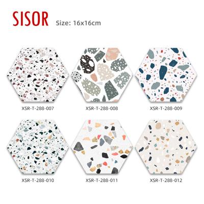 China Sustainable Wholesale New Hexagon Shape Ceramic Trivet Custom Sublimation Ceramic placemat With Cork Back ECO Friendly Kitchen Hot Pad for sale