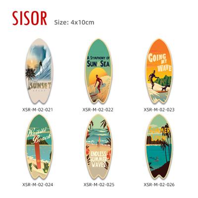 China Sublimation  (customised) Wholesale Cheap Home Decor Souvenir Surfboard Ceramic Fridge Magnet Custom Sublimation Tile stickers with Soft Magnetic Backed for sale