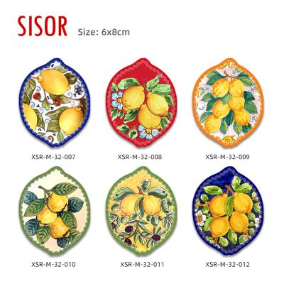 China Sublimation  (customised) Wholesale Cheap Lemon Ceramic Magnet Fridge Italy Ceramic Decoration Magnetic For Fridge Tiles  Home Decor Souvenir for sale