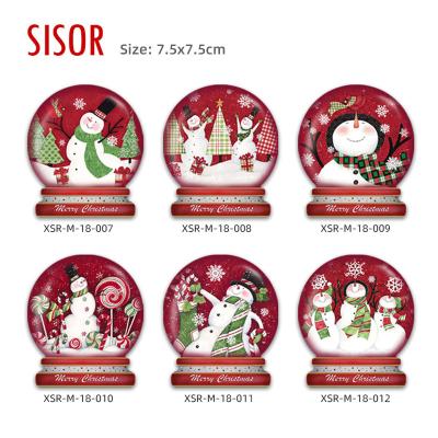 China Sublimation  (customised) Wholesale souvenir Home Decor Christmas Ceramic Glass Ball Fridge Magnet Custom Sublimation Tile stickers with Soft Magnetic for sale