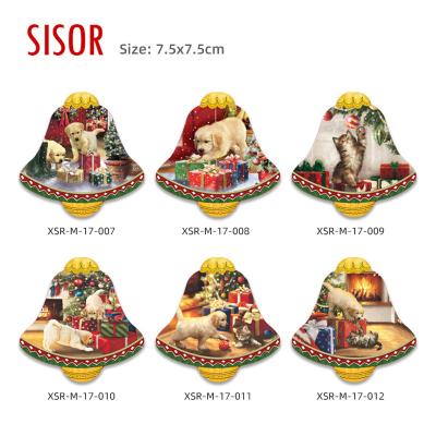 China Sublimation  (customised) Wholesale Cheap Kitchen Decor Christmas Sublimation Ceramic Fridge Magnet Custom Bell Shape Tile stickers with Soft Magnetic for sale