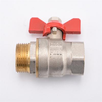 China General Green Valve Butterfly Handle Regulator Water Nickel Plating High Quality Brass Ball Valve for sale