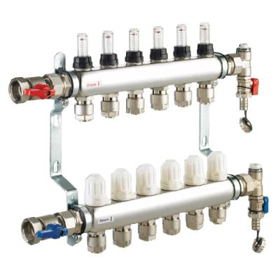 China Green-GutenTop Traditional 6 Port Stainless Steel Floor Heating Pex Manifolds Stainless Steel H Underfloor Water Supply for sale