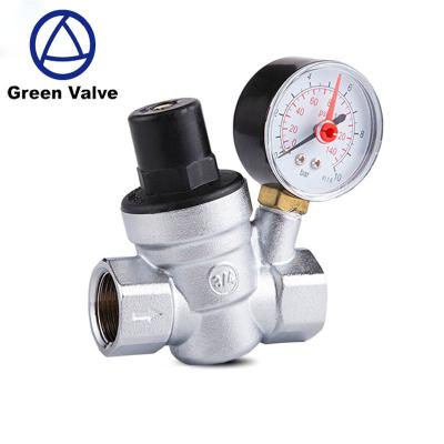 China General Green Valve High Quality Forged Brass Nickel Plated Pressure Reducing Valve PN16 Regulate Valve Air Steam Double Male Thread for sale